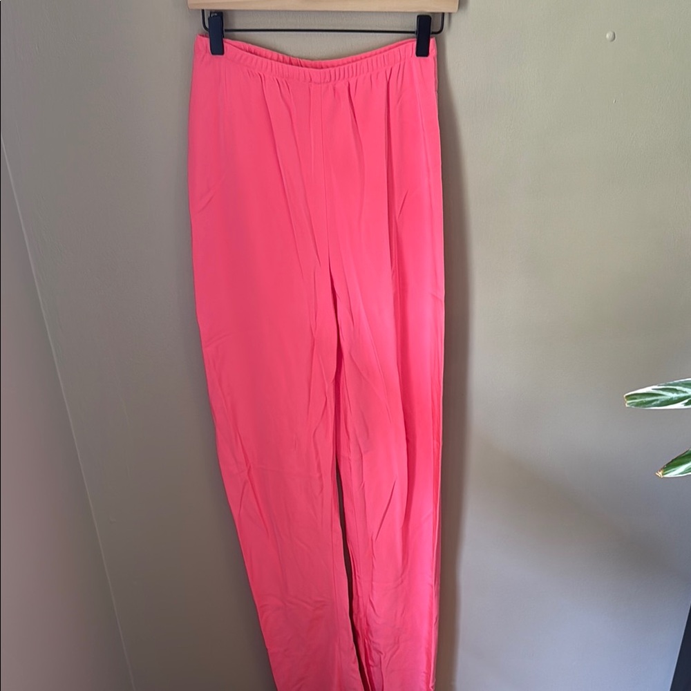Chic Pink Wide Leg Women's Pants